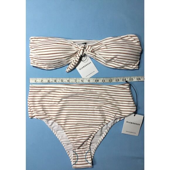 Glamorous Women’s Orange Rust Two-piece Bikini Set Size Bottom-L. top-XL - Picture 4 of 10